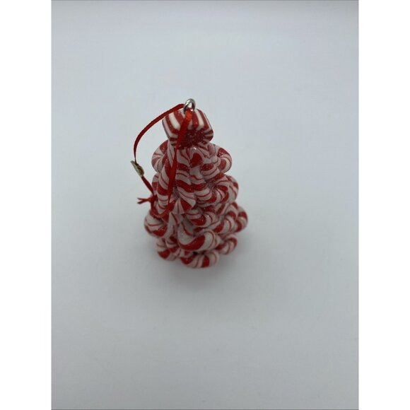 Faux Peppermint Candy Cane Christmas Tree Ornament Red & White 5" Holiday Decor - Picture 8 of 8
